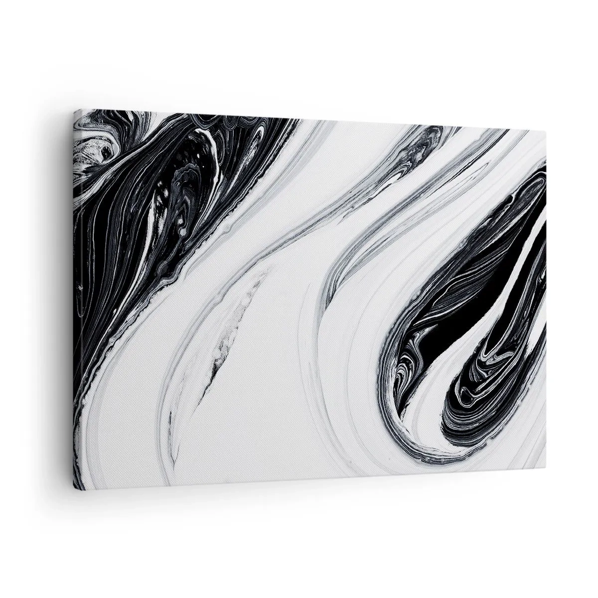 Obraz na plátně - Černobílá abstrakce s dynamickými liniemi a víry - 70x50cm - Spojení protikladů - Moderní nástěnná dekorace do obývacího pokoje a ložnice ARTTOR