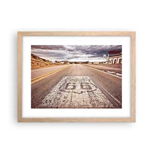 Plakát v rámu světlý dub - Mother Road - americká legenda - 40x30 cm