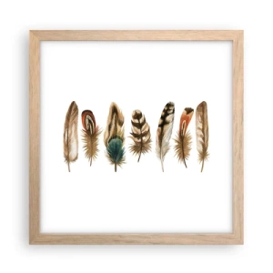Plakát v rámu světlý dub - Opeřená variace - 30x30 cm