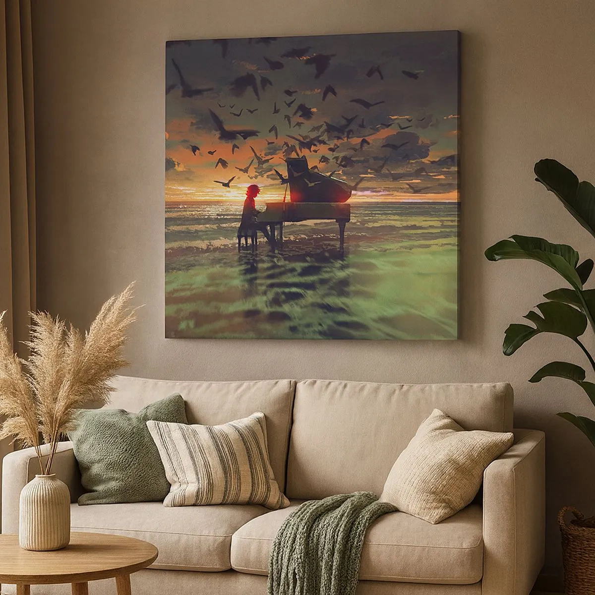 Obraz na plátně - Koncert na piano a vlny - 30x30 cm