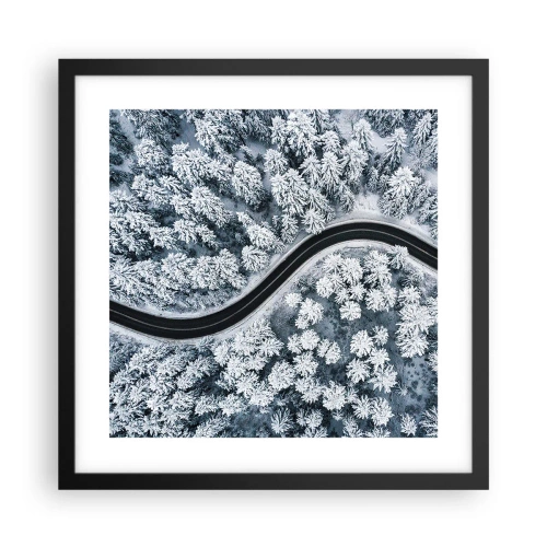 Plakát v černém rámu - Zimním lesem - 40x40 cm