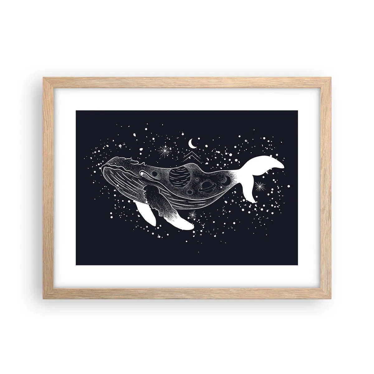 Plakát v rámu světlý dub - V oceánu vesmíru - 40x30 cm