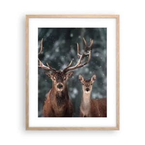 Plakát v rámu světlý dub - Pán lesa se svou ženou - 40x50 cm