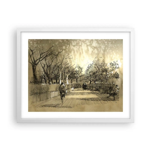 Plakát v bílém rámu - Pírkem zastavený okamžik - 50x40 cm