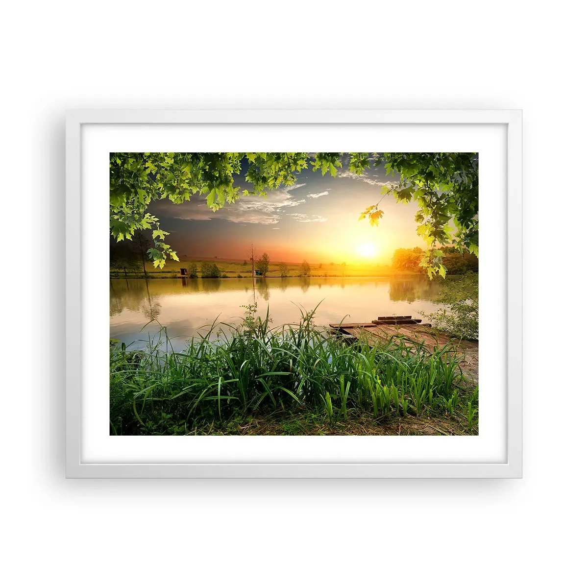 Plakát v bílém rámu - Krajina v zeleném rámu - 50x40 cm