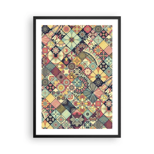 Plakát v černém rámu - Barevný mozaikový vzor - 50x70cm - Marokánská vize - Moderní nástěnná dekorace do obývacího pokoje a ložnice ARTTOR