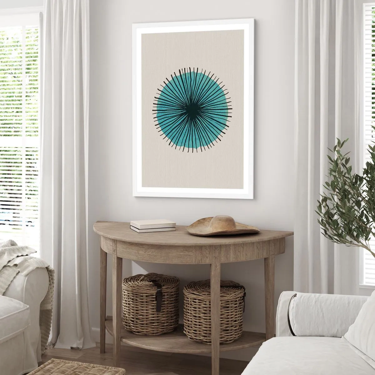 Plakát v bílém rámu - Zářící modrá - 70x100 cm