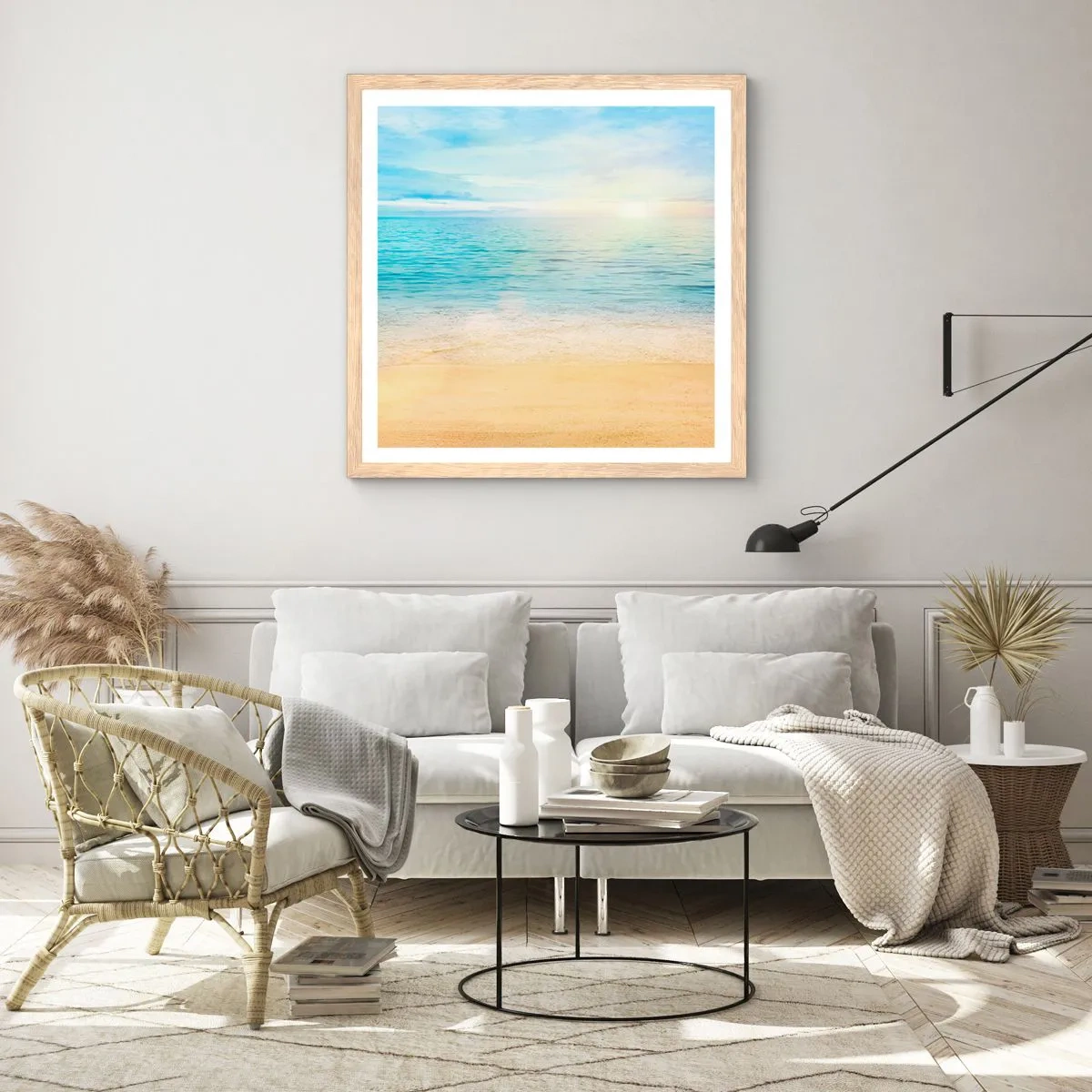 Plakát v rámu světlý dub - Velká modř - 50x50 cm
