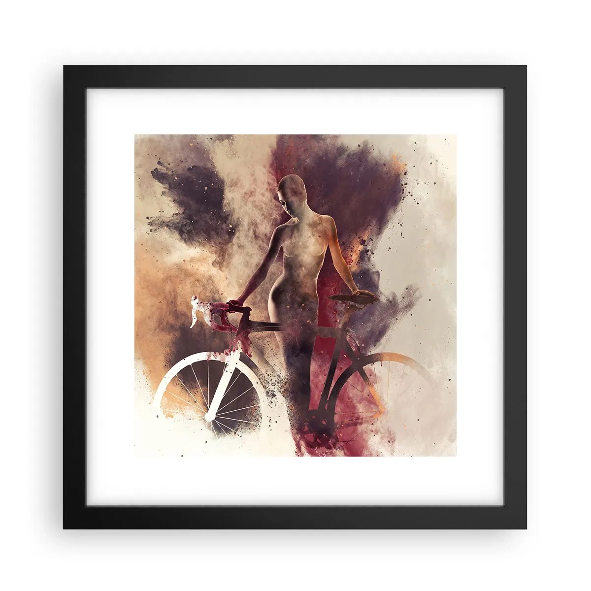 Plakát v černém rámu - Cyklistická duše v mramorových tvarech - 30x30 cm