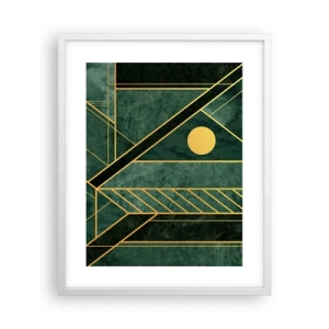 Plakát v bílém rámu - Dynamika zlata a lazuritu - 40x50 cm