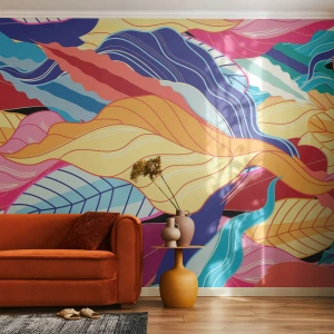 Fototapeta na míru Samolepicí Deluxe Sticker - Barevný nepořádek - Abstrakce, Barevné listy, Kus