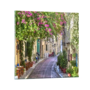 Obraz na skle - Kvetoucí zákoutí - 50x50 cm