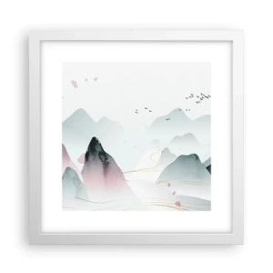 Plakát v bílém rámu - Přes vrcholy - 30x30 cm