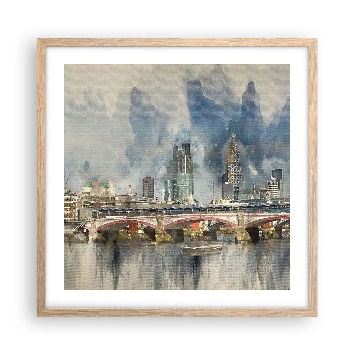 Plakát v rámu světlý dub - Londýn v celé své kráse - 50x50 cm