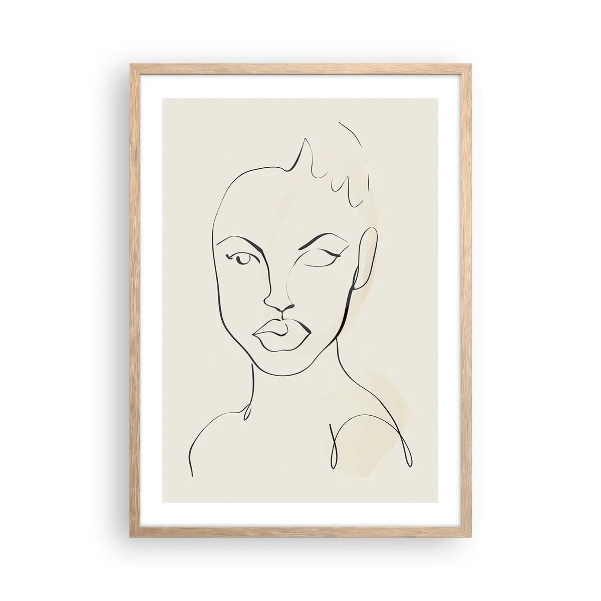 Plakát v rámu světlý dub - Obrys smyslnosti - 50x70 cm