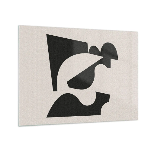 Obraz na skle - Abstraktní černobílé geometrické kompozice - 70x50cm - K samostatnému ukládání - Moderní nástěnná dekorace do obývacího pokoje a ložnice ARTTOR