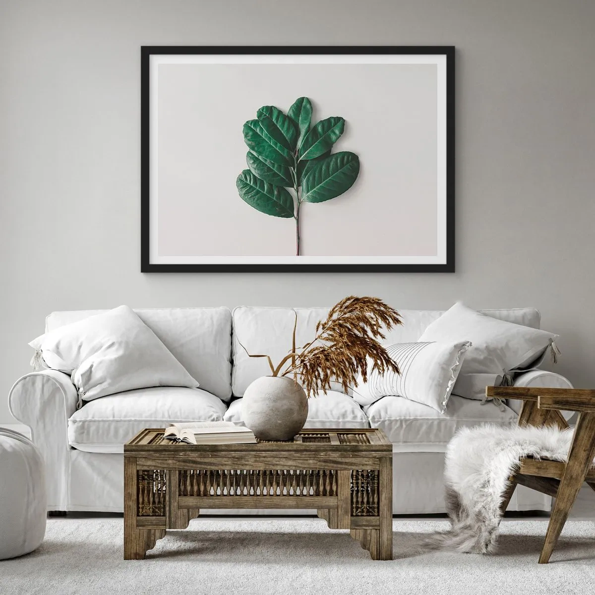 Plakát v černém rámu - Kresba samotné přírody - 70x50 cm