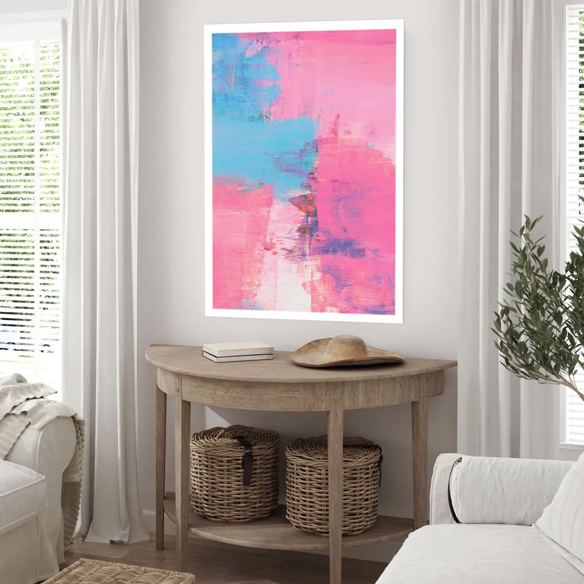 Plakát - Růžová, modrá a špetka světla - 50x70 cm