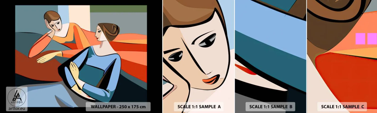 Fototapeta Vzorek Standard Eco - Chvíle svěření - Kubismus, Portrét, Ženy - 100x30 cm