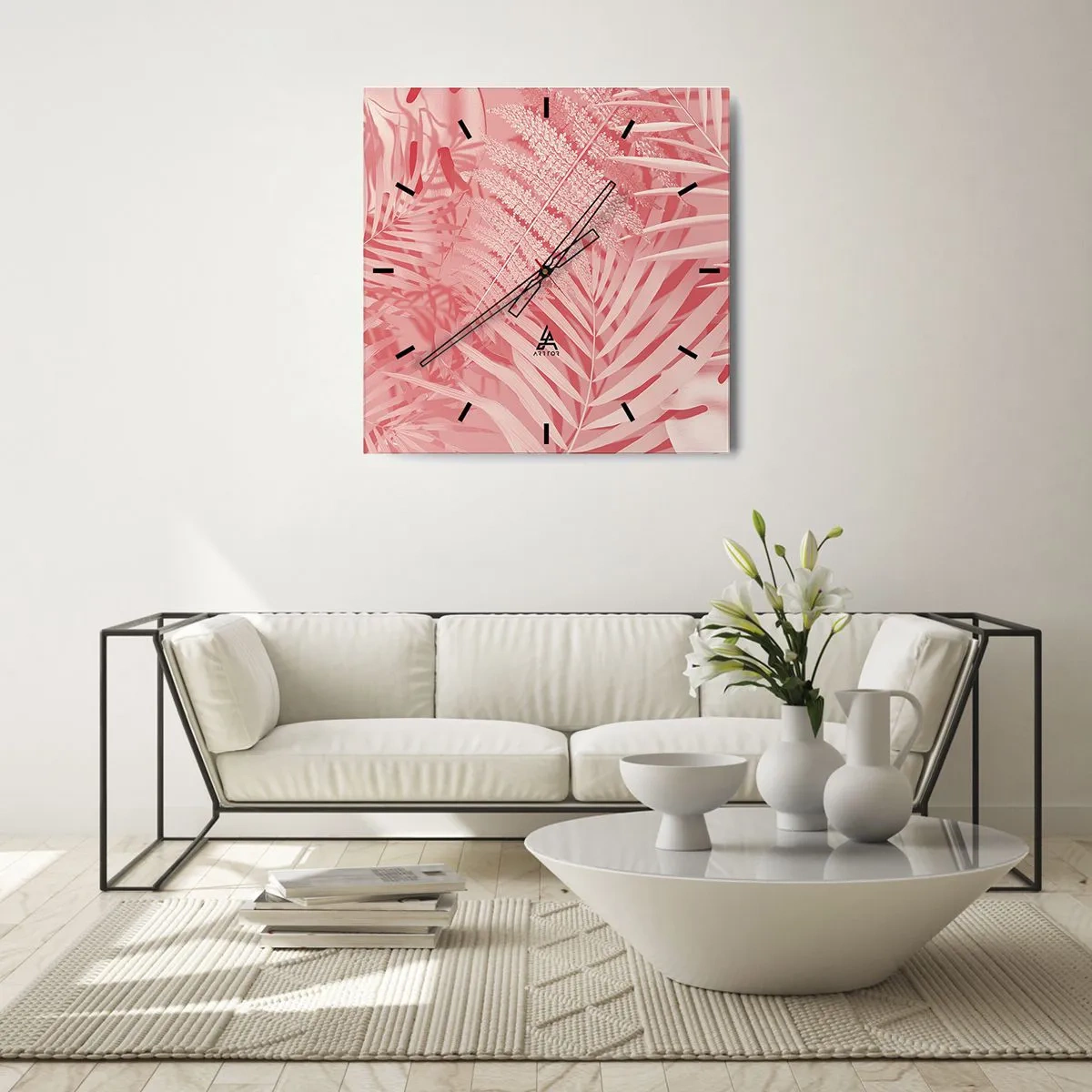 Nástěnné hodiny - Růžový koncept - 40x40 cm