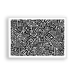 Plakát v bílém rámu - Předkolumbovská kompozice - 100x70 cm