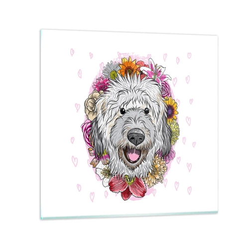 Obraz na skle - Štěněcí radost - 70x70 cm