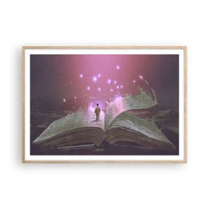 Plakát v rámu světlý dub - Pozvánka do jiného světa - přečti si to! - 100x70 cm