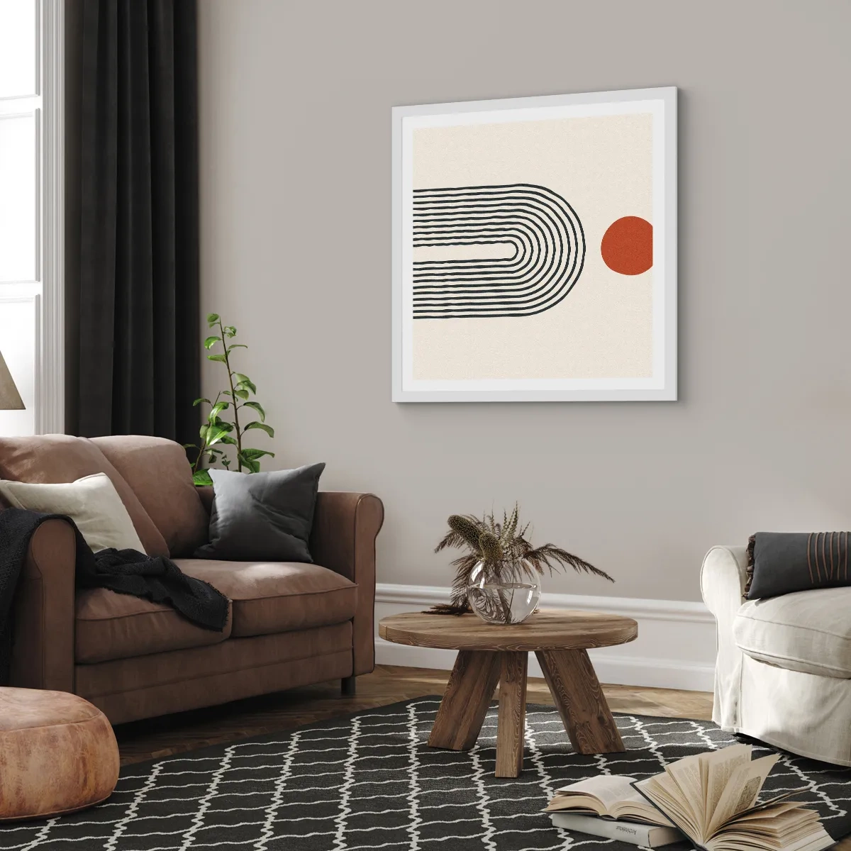 Plakát v bílém rámu - Magnetismus tvarů a barev - 60x60 cm