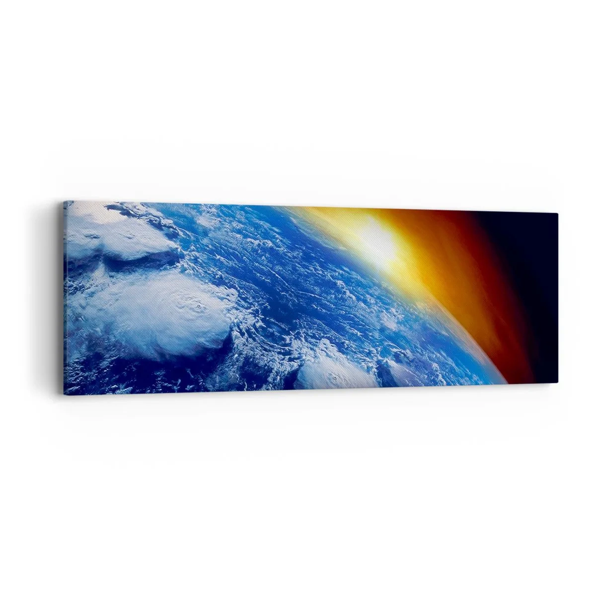 Obraz na plátně - Východ slunce nad modrou planetou - 90x30 cm