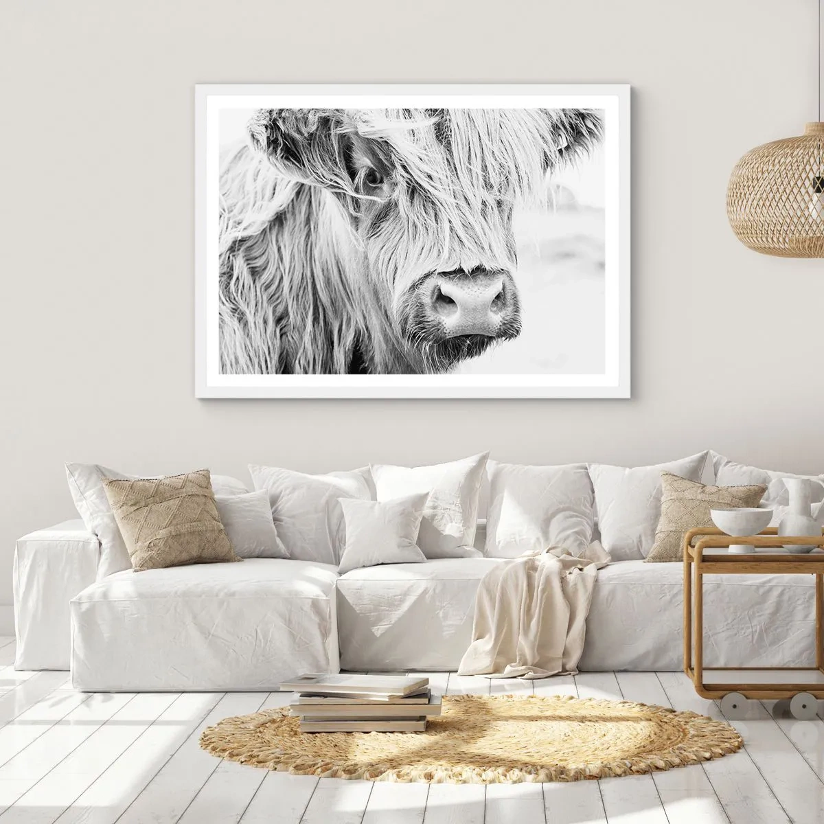 Plakát v bílém rámu - Skotská divokost - 100x70 cm