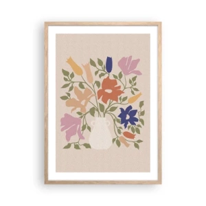 Plakát v rámu světlý dub - Jemná kytice - 50x70 cm