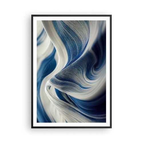Plakát v černém rámu - Plynulost modré a bílé - 70x100 cm