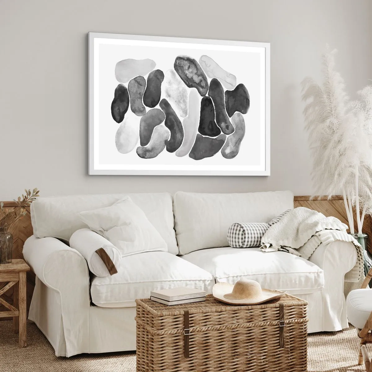 Plakát v bílém rámu - Kamenitá abstrakce - 91x61 cm