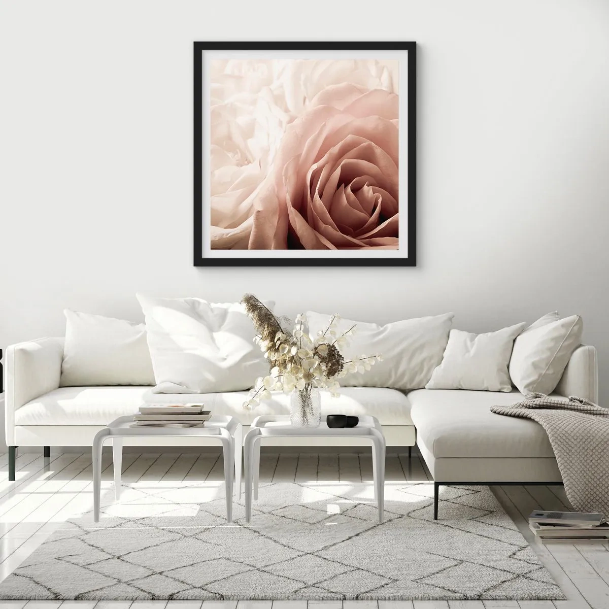 Plakát v černém rámu - V srdci růže - 60x60 cm