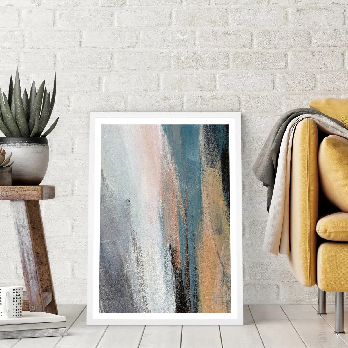 Plakát v bílém rámu - Abstrakce: severní krajina - 70x100 cm