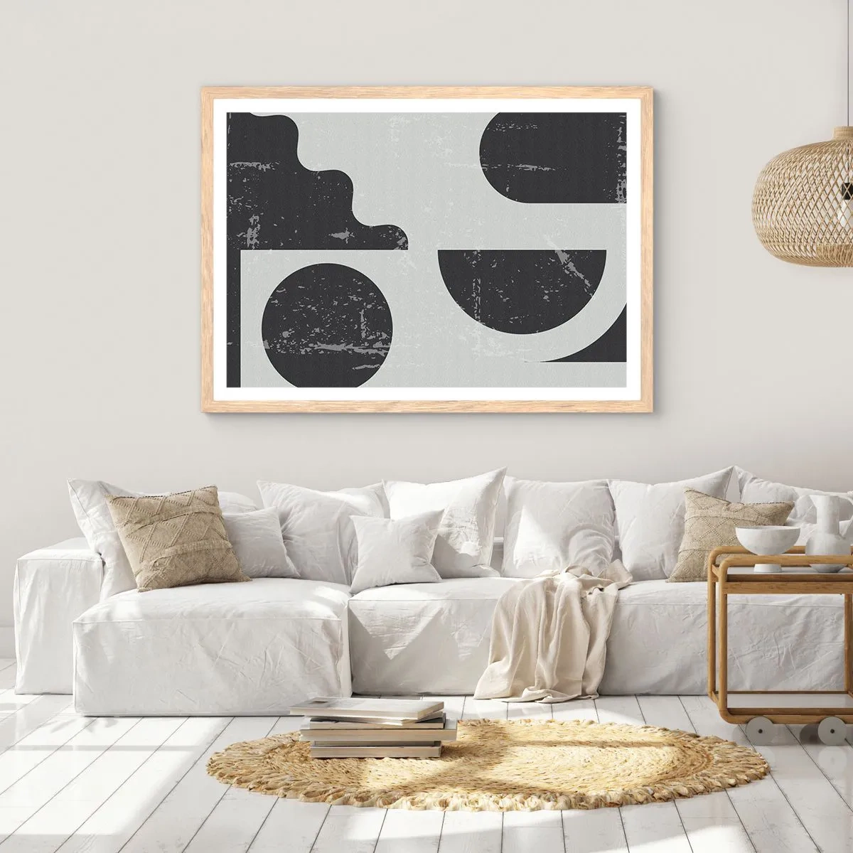 Plakát v rámu světlý dub - Kompozice nad a pod - 100x70 cm