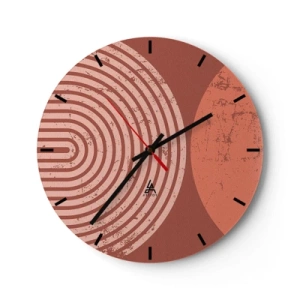Nástěnné hodiny - Geometrie kruhů v odstínech terakoty a růžové - 30x30cm - Blízký vztah - Moderní nástěnná dekorace do obývacího pokoje, kuchyně a ložnice ARTTOR