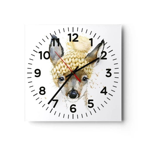 Nástěnné hodiny - V zimě ve sněžném lese - 40x40 cm