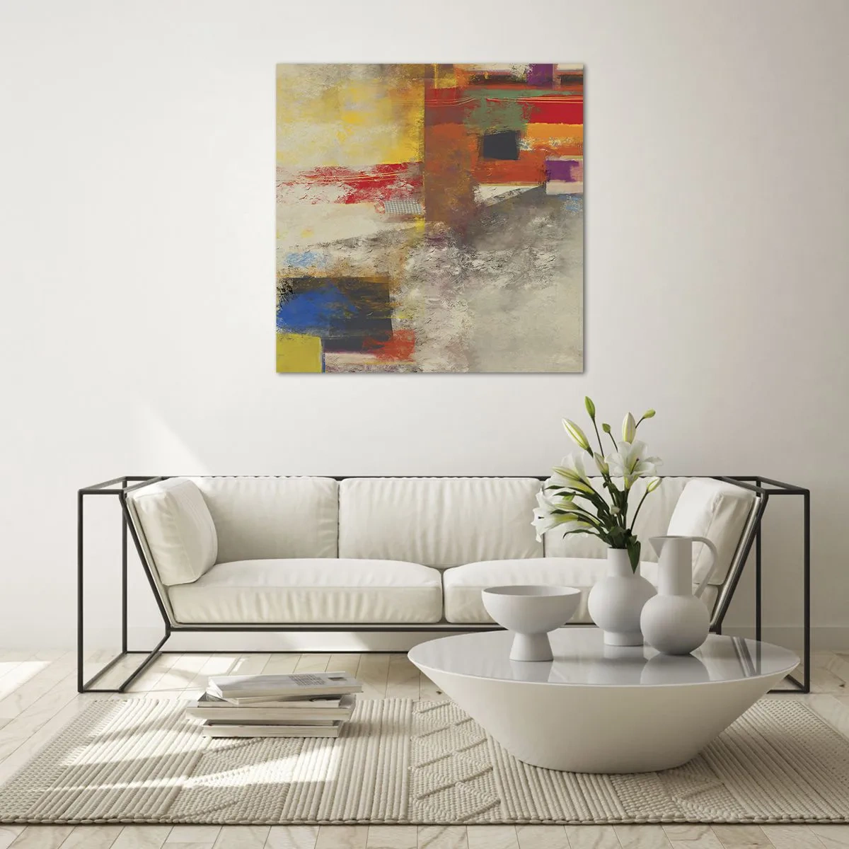 Obraz na skle - Geometrie barev - 30x30 cm