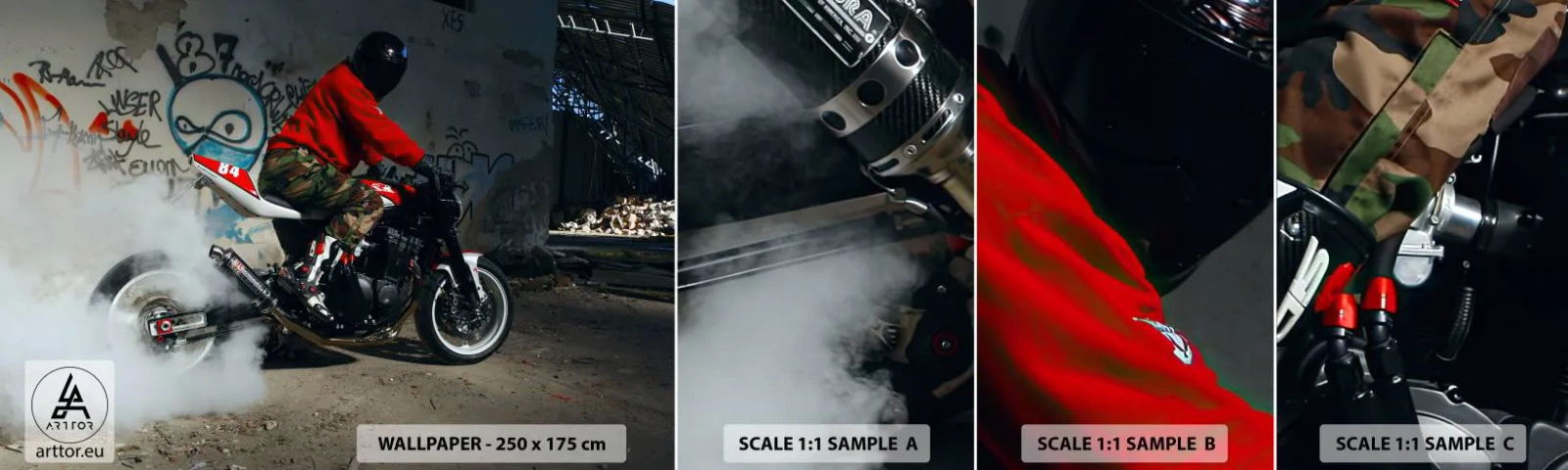 Fototapeta Vzorek Standard Eco - Chyť mě! - Automobilový průmysl, Motorka, Graffiti - 100x30 cm