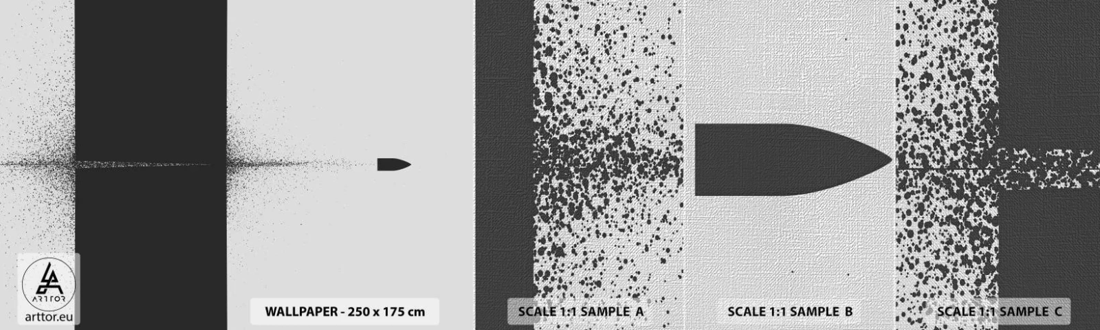 Vzor Fototapety Premium Canvas - Přímo k cílu - Kulka, Černý a bílý, Abstrakce - 100x30 cm