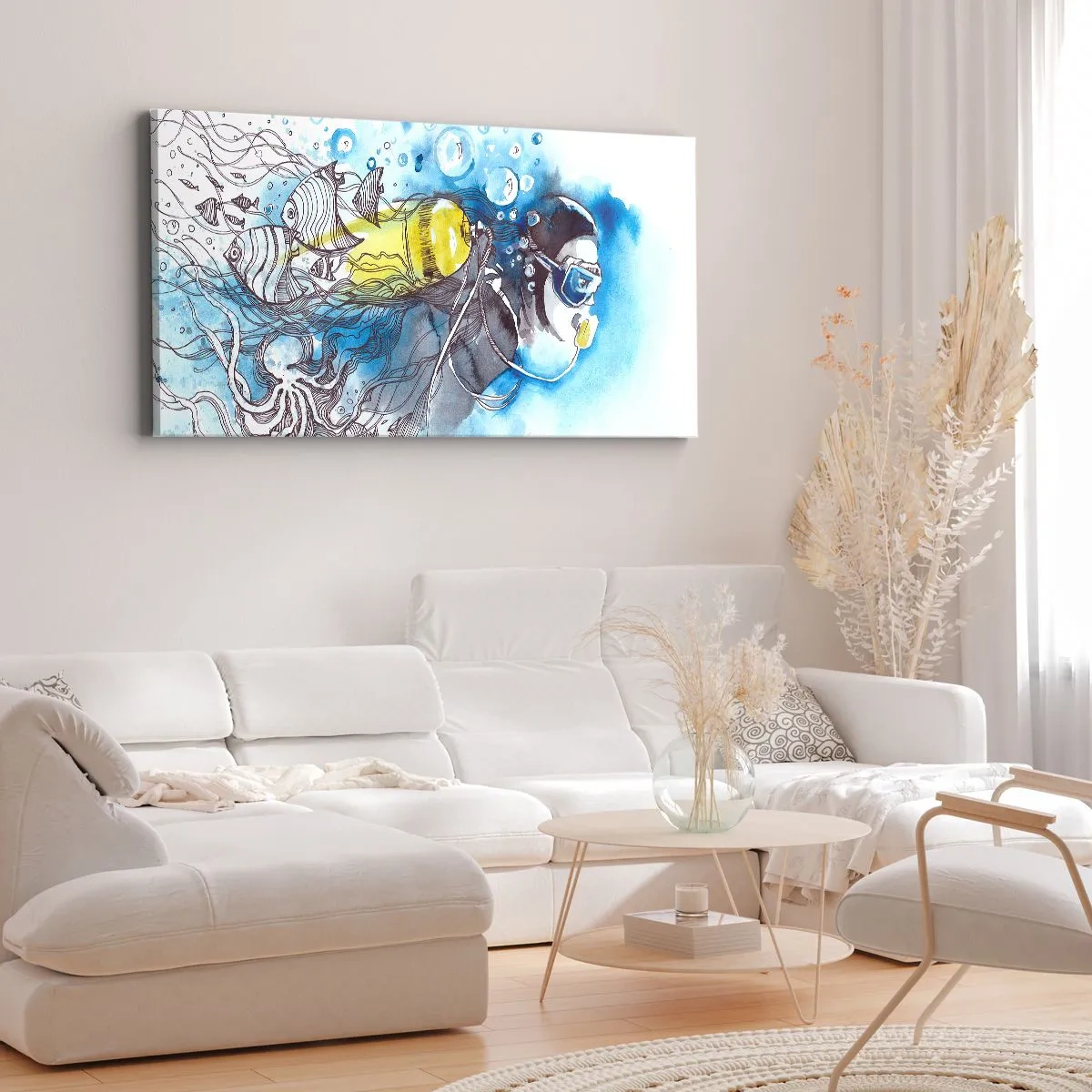 Obraz na plátně - Velká modř - 100x40 cm