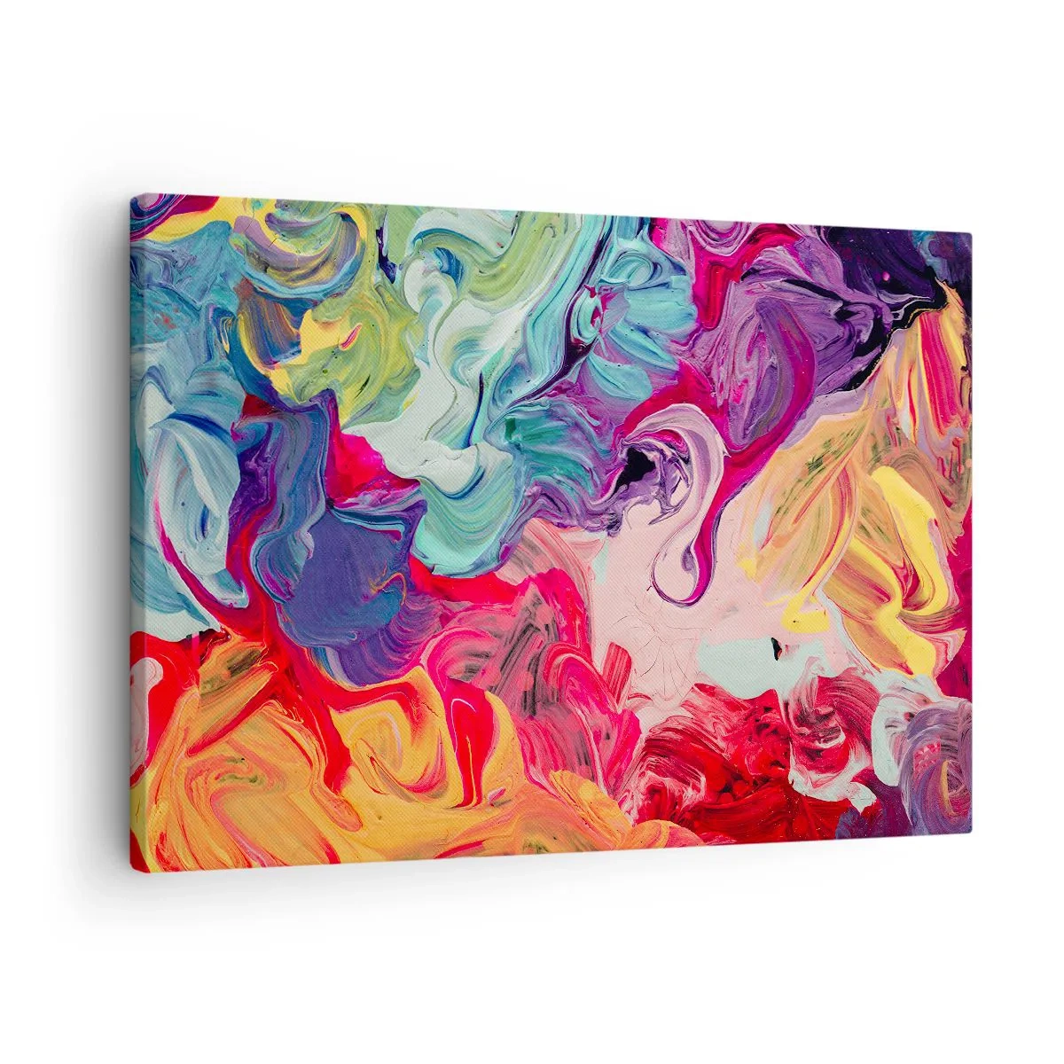 Obraz na plátně - Abstraktní kompozice s živými, vířícími barvami a dynamickou strukturou. - 70x50cm - Zrození barev - Moderní nástěnná dekorace do obývacího pokoje a ložnice ARTTOR