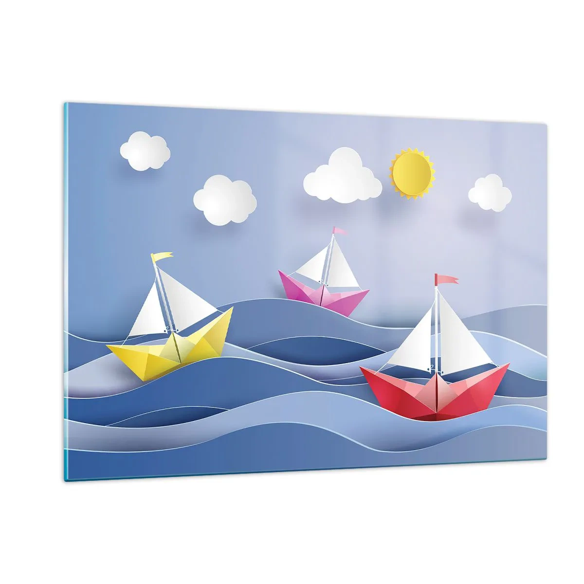 Obraz na skle - Ach, jak je příjemné houpat se na vlnách - 120x80 cm