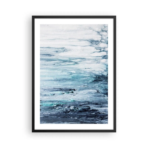Plakát v černém rámu - Abstraktní vzor v odstínech modré a šedé - 50x70cm - Modré rampouchy - Moderní nástěnná dekorace do obývacího pokoje a ložnice ARTTOR