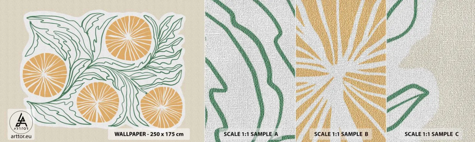 Vzor Fototapety Premium Canvas - Etnický s abstraktním nádechem - Boho, Citrón, Minimalismus - 100x30 cm