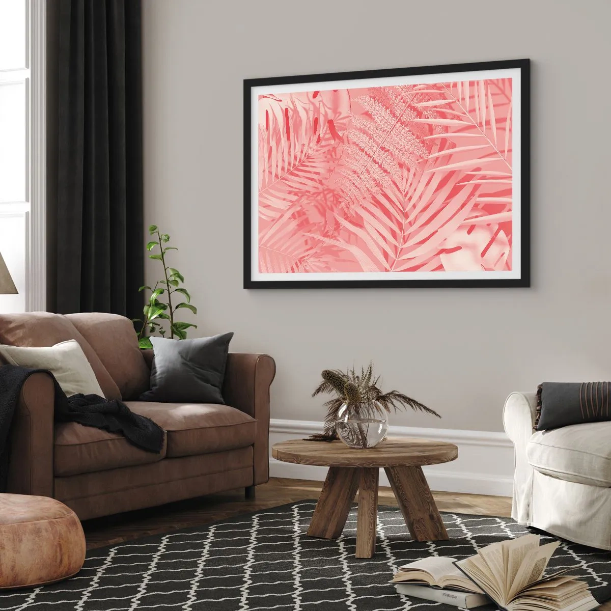 Plakát v černém rámu - Růžový koncept - 50x40 cm