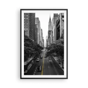 Plakát v černém rámu - Newyorské ráno - 61x91 cm