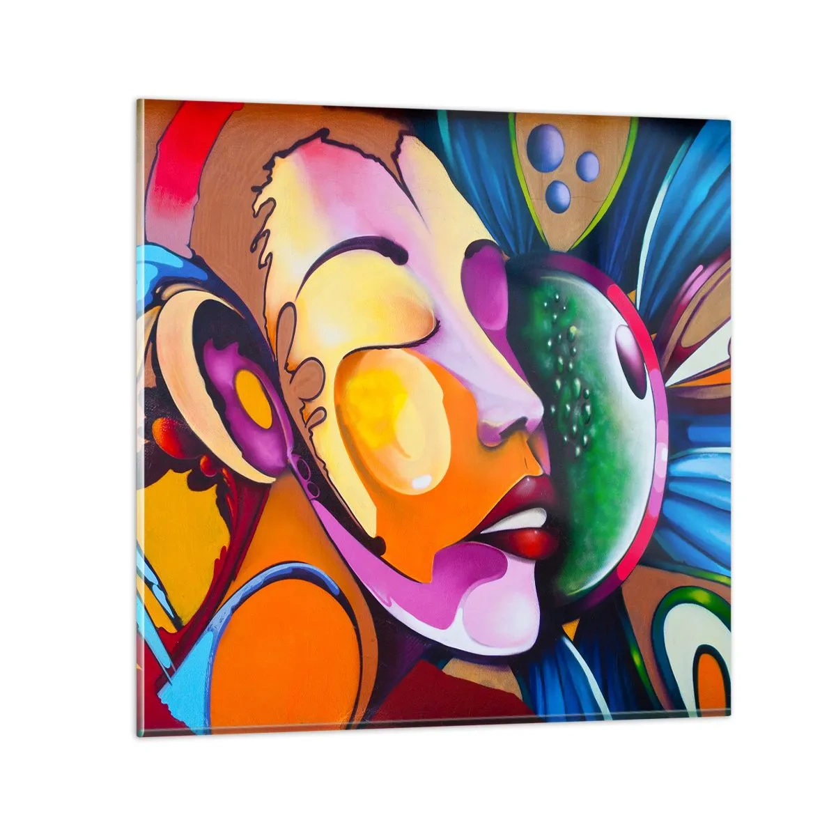 Obraz na skle - Dotknout se barvou - 30x30 cm