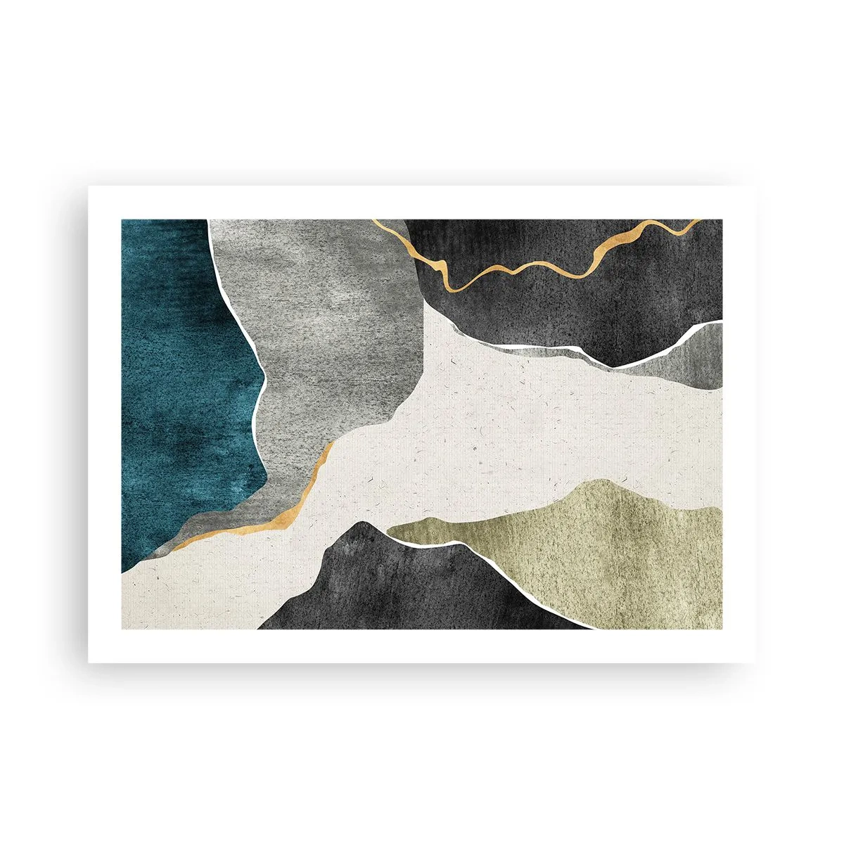 Plakát - Mozaiková kompozice se zlatou nití - 70x50 cm